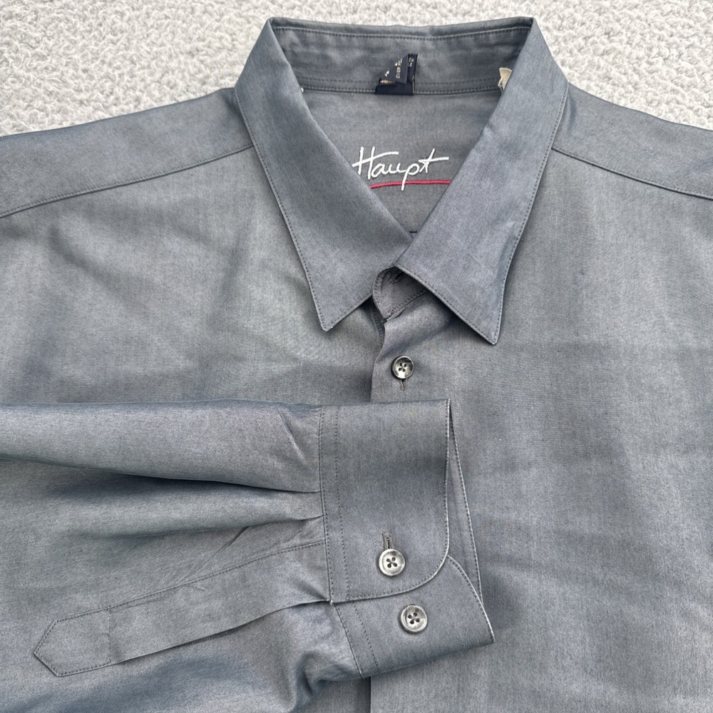 Haupt Shirt Mens XXL 2XL Gray Long Sleeve Shiny Made in Germany